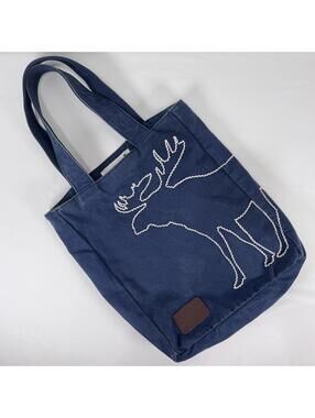 VTG Y2K Abercrombie & Fitch Navy Blue Canvas Moose Tote Bag